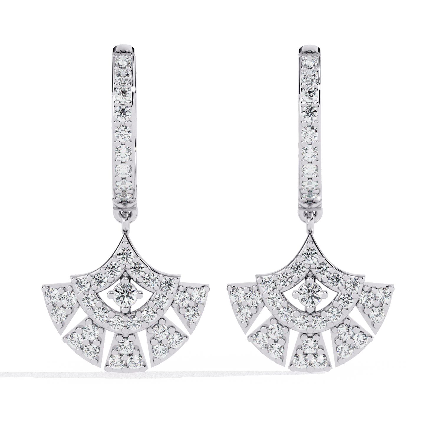 0.5 Carat Radiant Fan Dangle Earrings in Moissanite | House of Estara