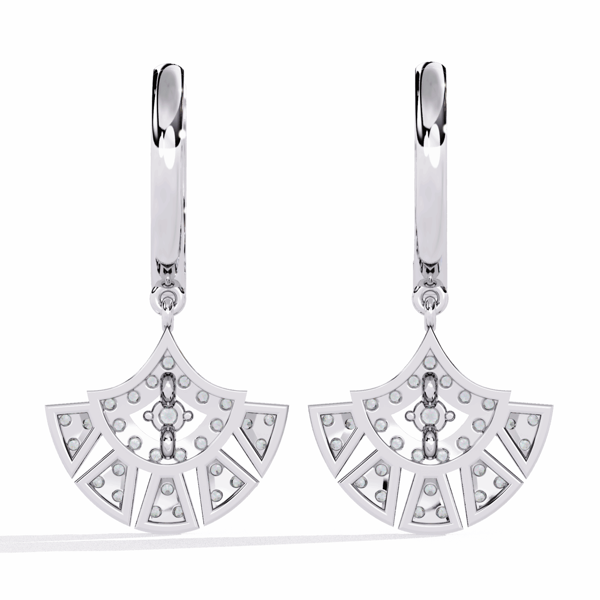 0.5 Carat Radiant Fan Dangle Earrings in Moissanite | House of Estara