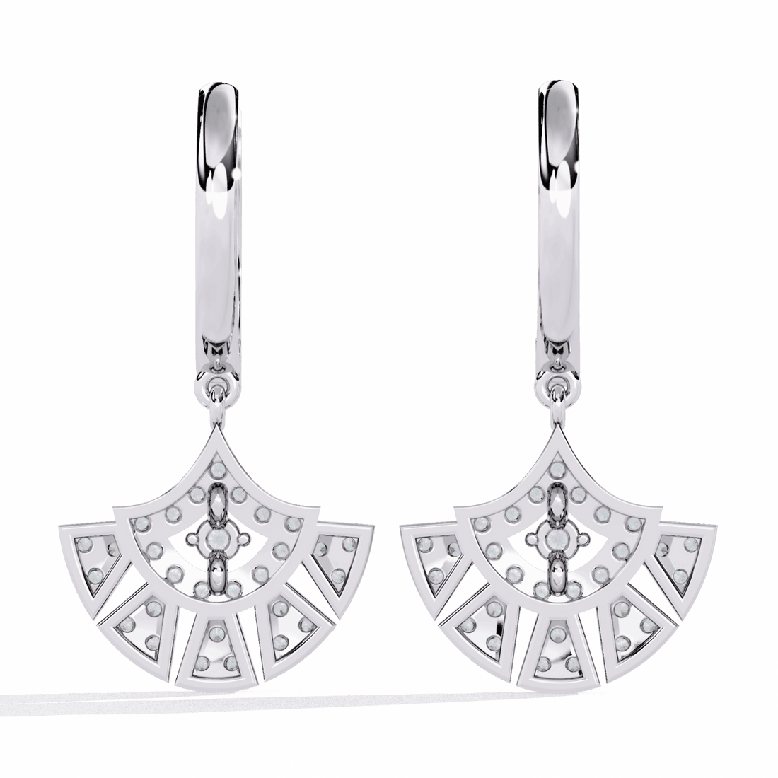0.5 Carat Radiant Fan Dangle Earrings in Moissanite | House of Estara