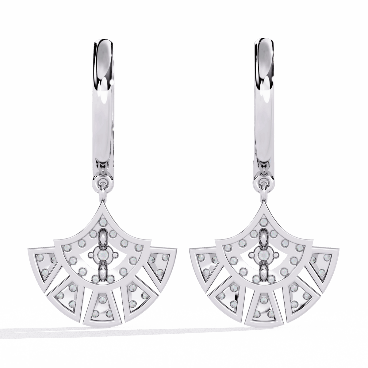 0.5 Carat Radiant Fan Dangle Earrings in Moissanite | House of Estara