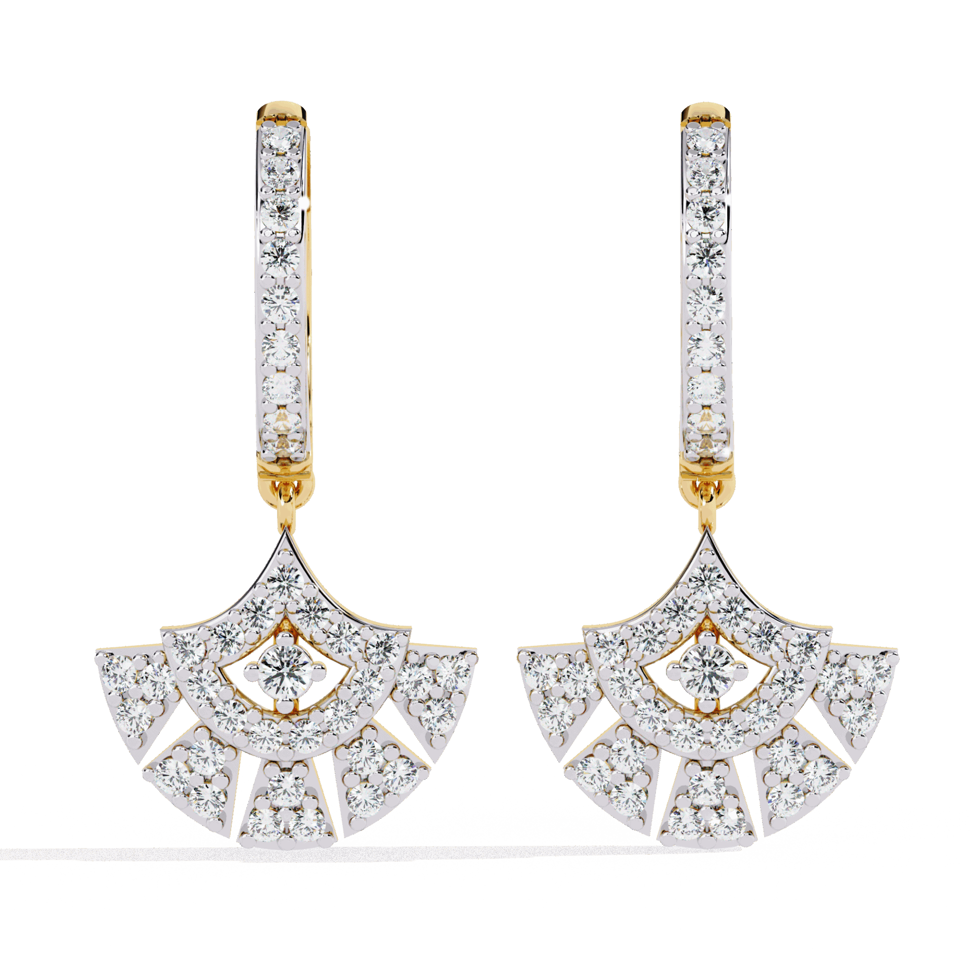0.5 Carat Radiant Fan Dangle Earrings in Moissanite | House of Estara