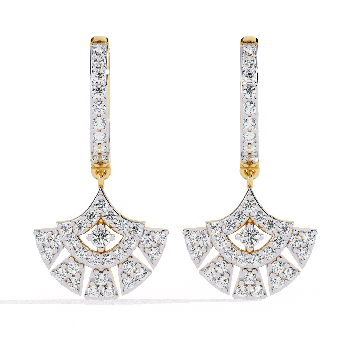 0.5 Carat Radiant Fan Dangle Earrings in Moissanite | House of Estara