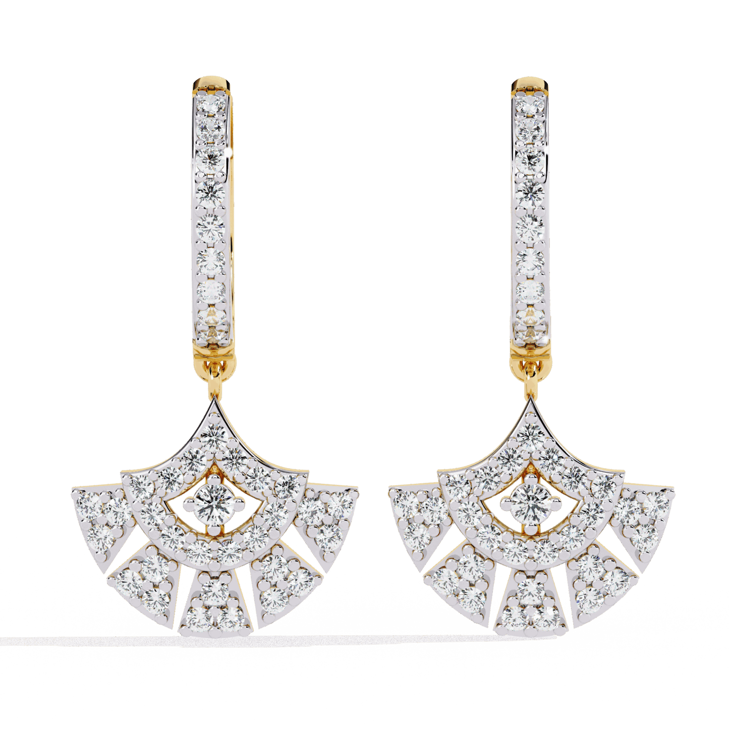 0.5 Carat Radiant Fan Dangle Earrings in Moissanite | House of Estara