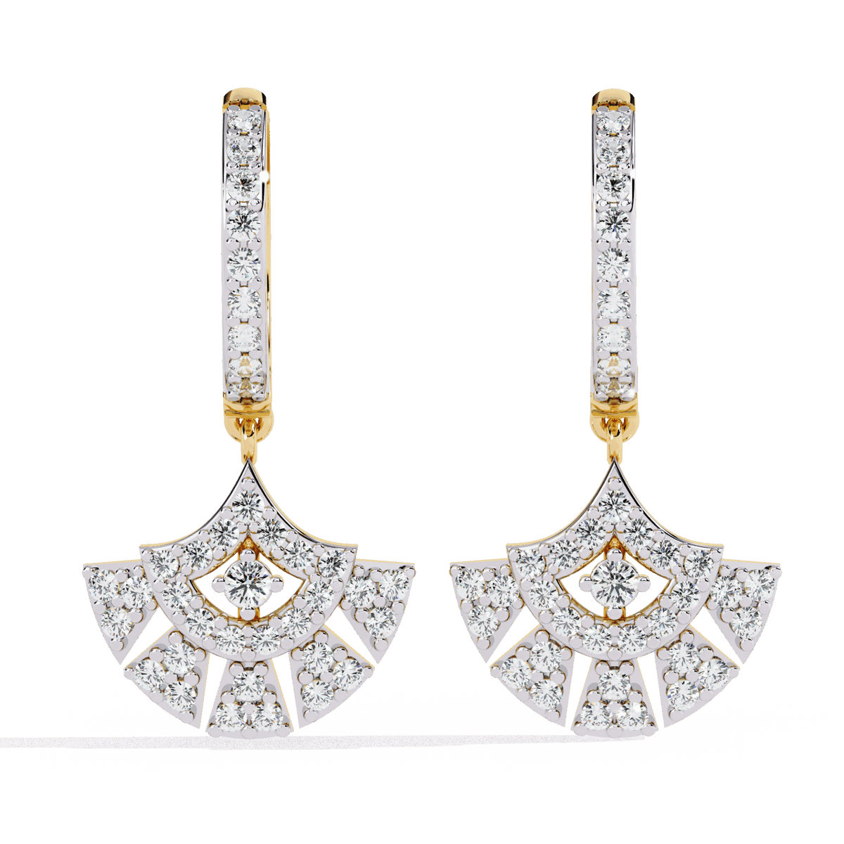 0.5 Carat Radiant Fan Dangle Earrings in Moissanite | House of Estara