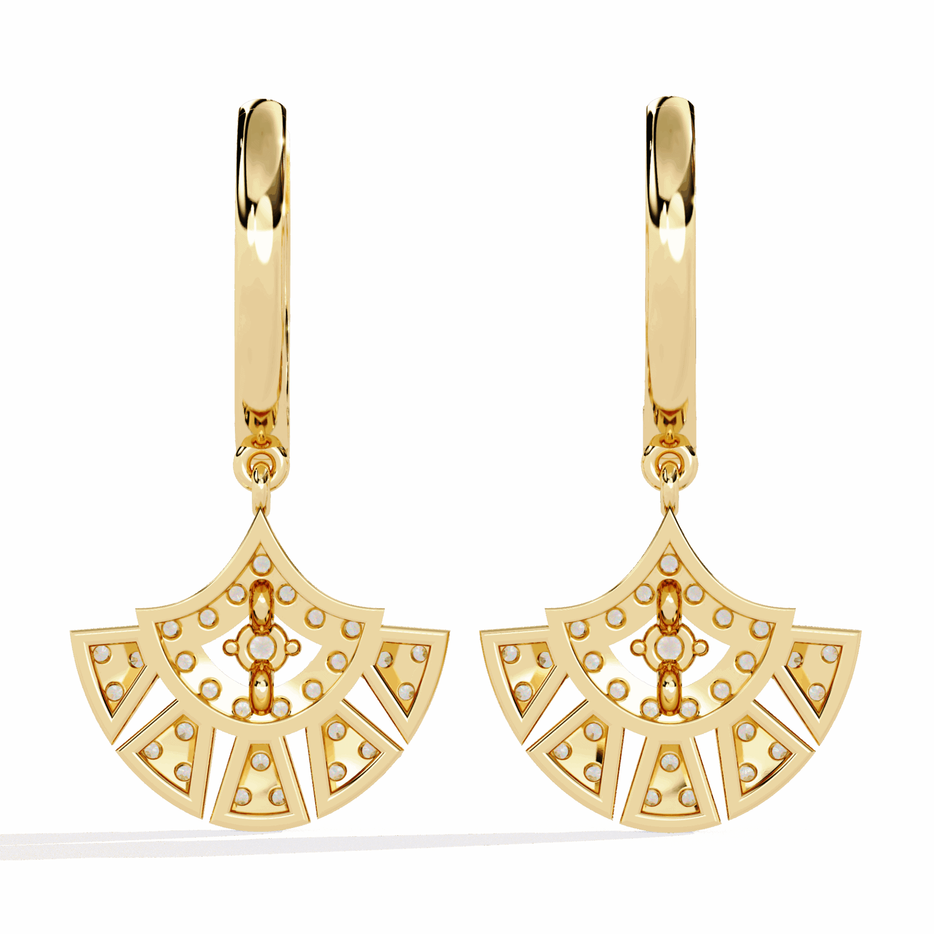 0.5 Carat Radiant Fan Dangle Earrings in Moissanite | House of Estara