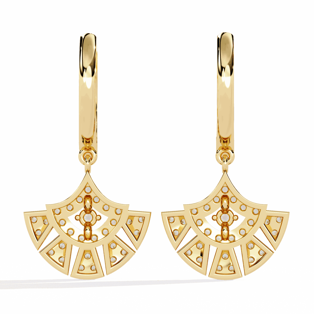 0.5 Carat Radiant Fan Dangle Earrings in Moissanite | House of Estara