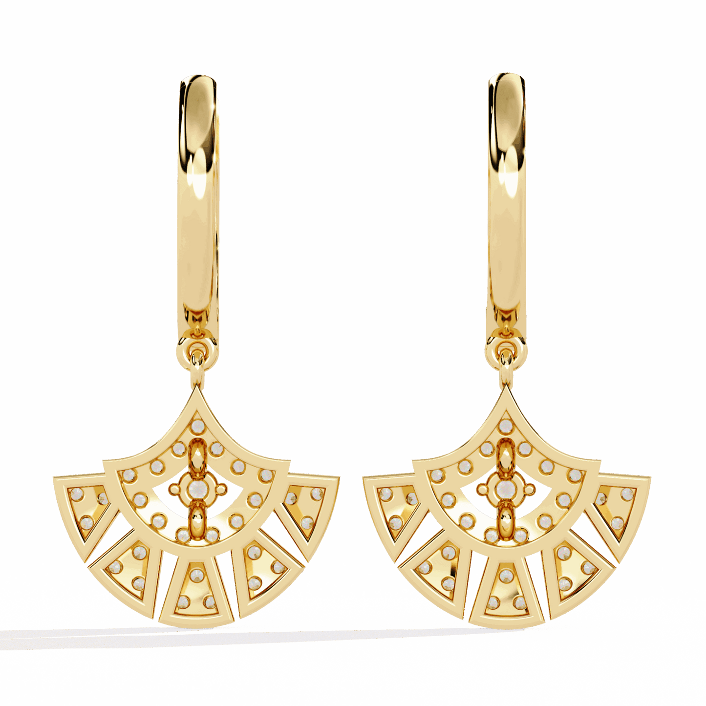 0.5 Carat Radiant Fan Dangle Earrings in Moissanite | House of Estara