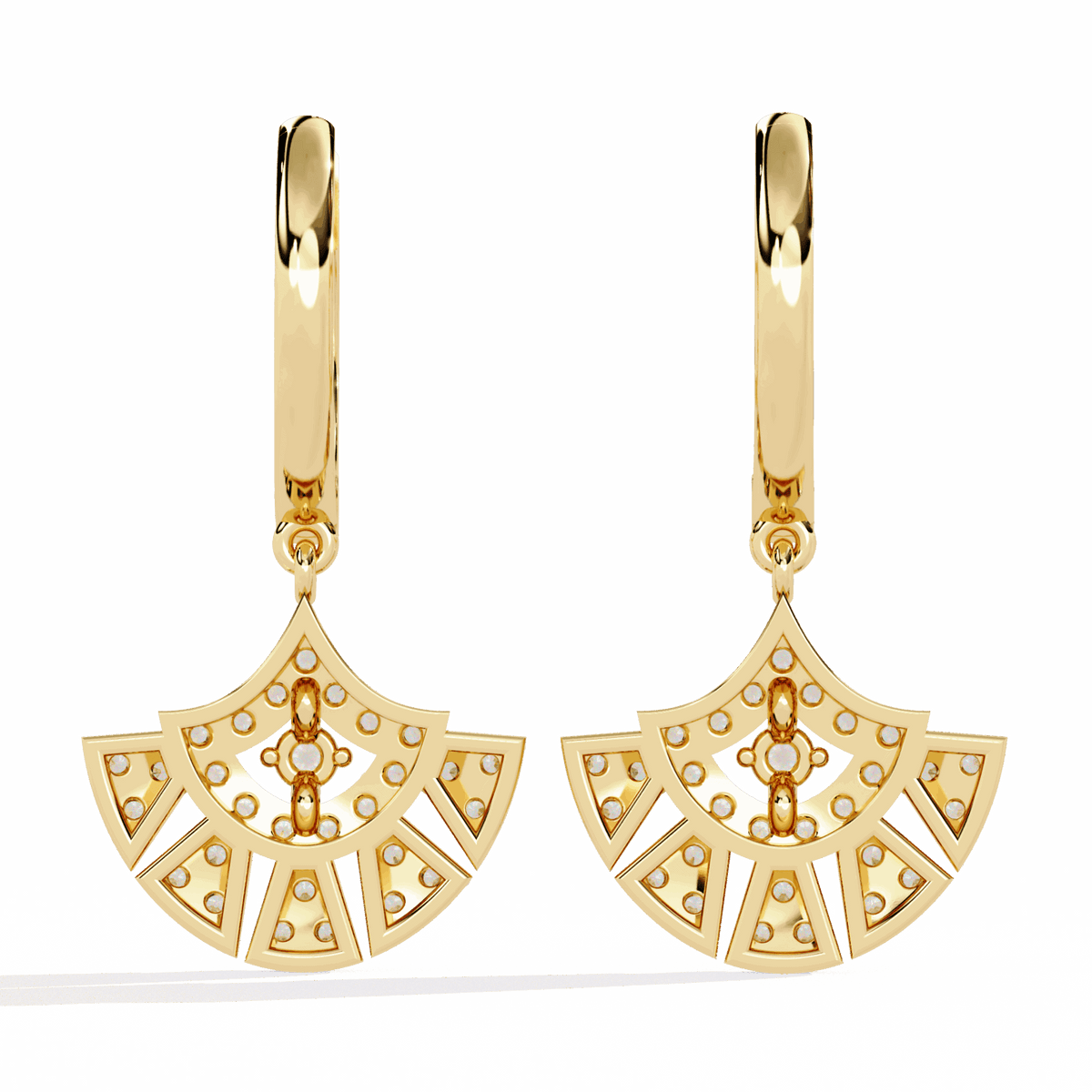 0.5 Carat Radiant Fan Dangle Earrings in Moissanite | House of Estara