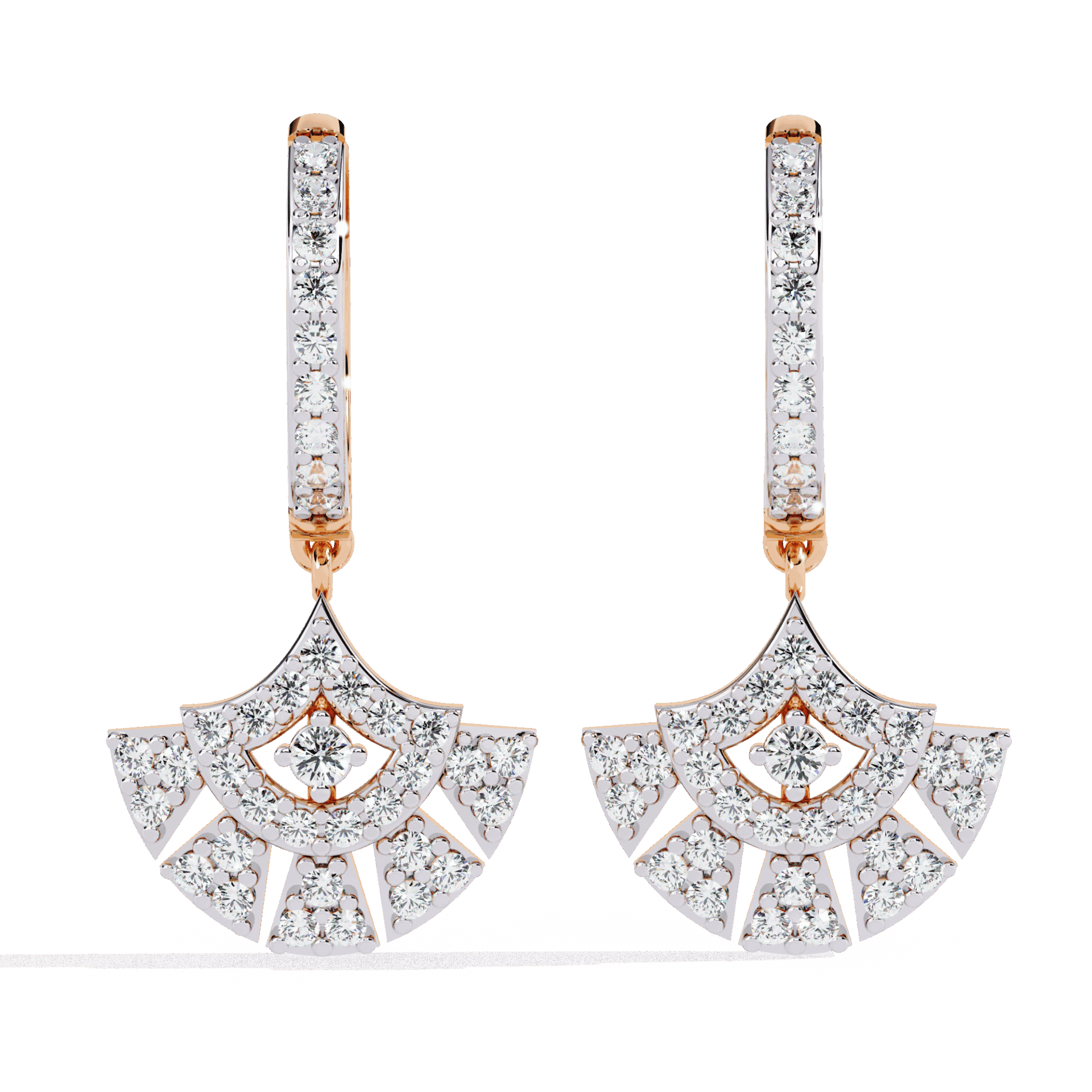 0.5 Carat Radiant Fan Dangle Earrings in Moissanite | House of Estara
