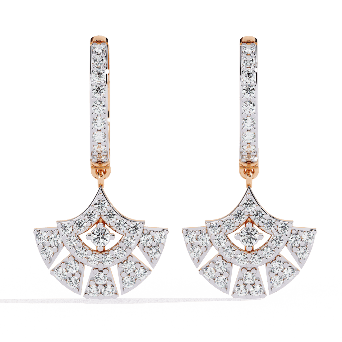 0.5 Carat Radiant Fan Dangle Earrings in Moissanite | House of Estara