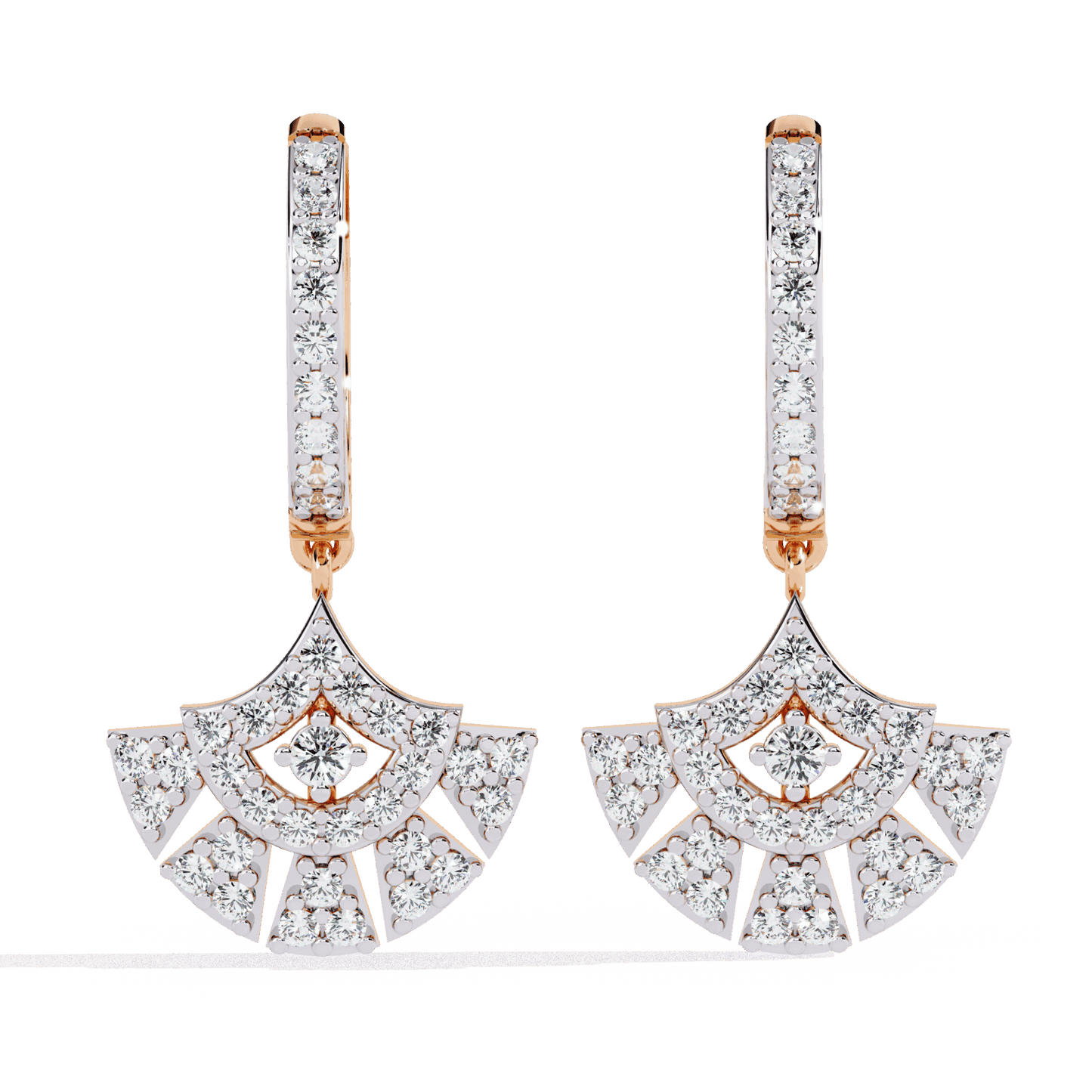 0.5 Carat Radiant Fan Dangle Earrings in Moissanite | House of Estara