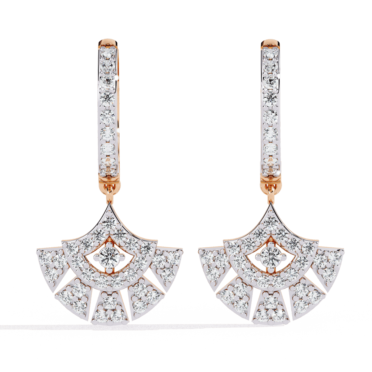 0.5 Carat Radiant Fan Dangle Earrings in Moissanite | House of Estara