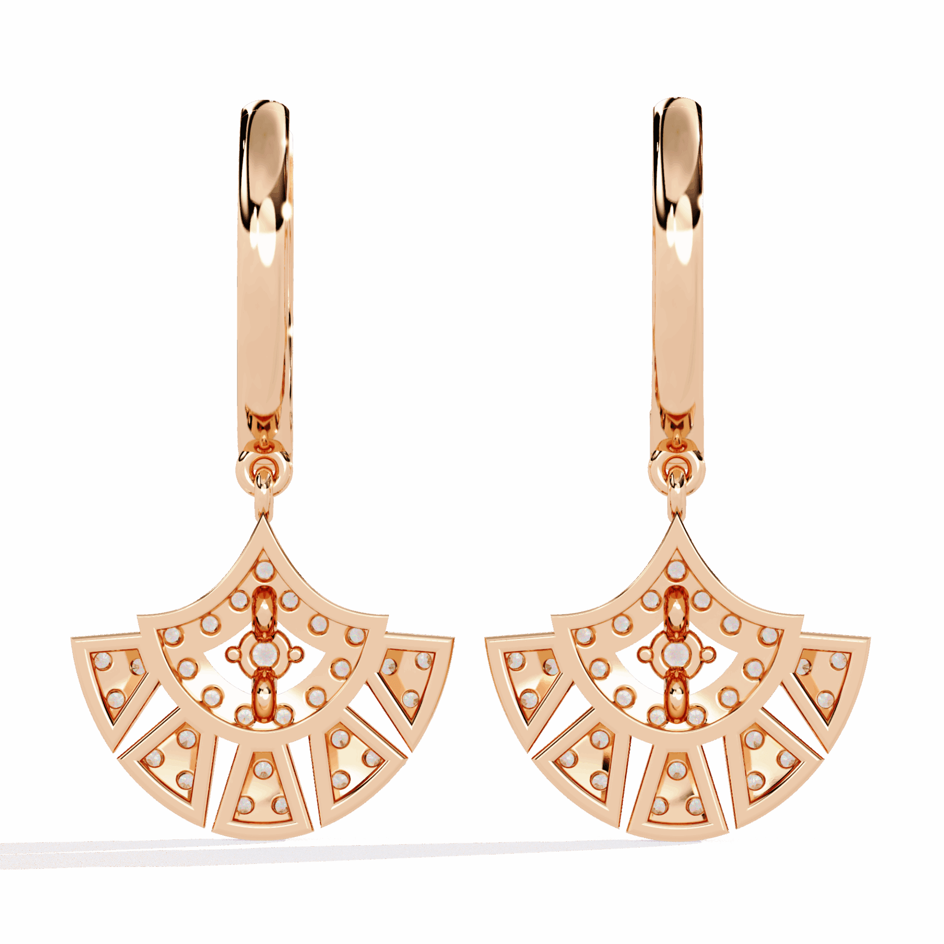 0.5 Carat Radiant Fan Dangle Earrings in Moissanite | House of Estara