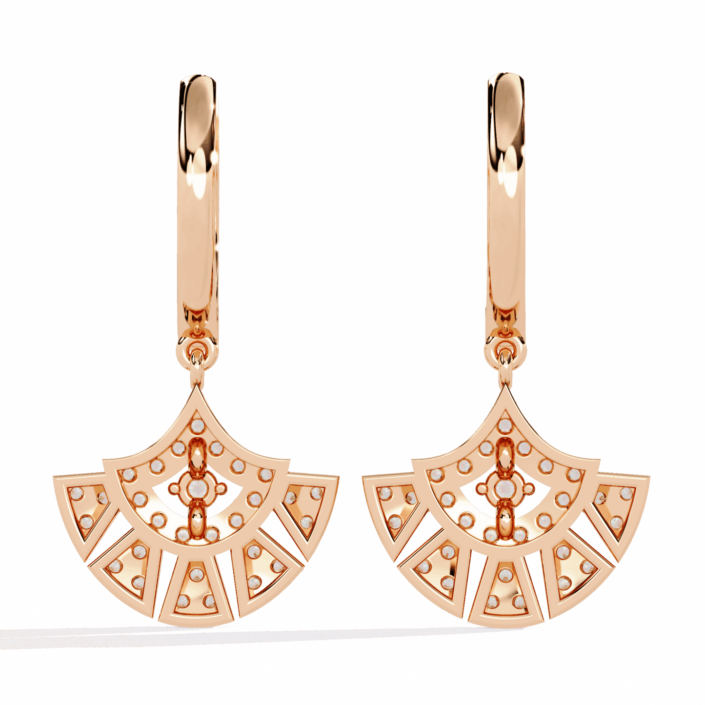 0.5 Carat Radiant Fan Dangle Earrings in Moissanite | House of Estara