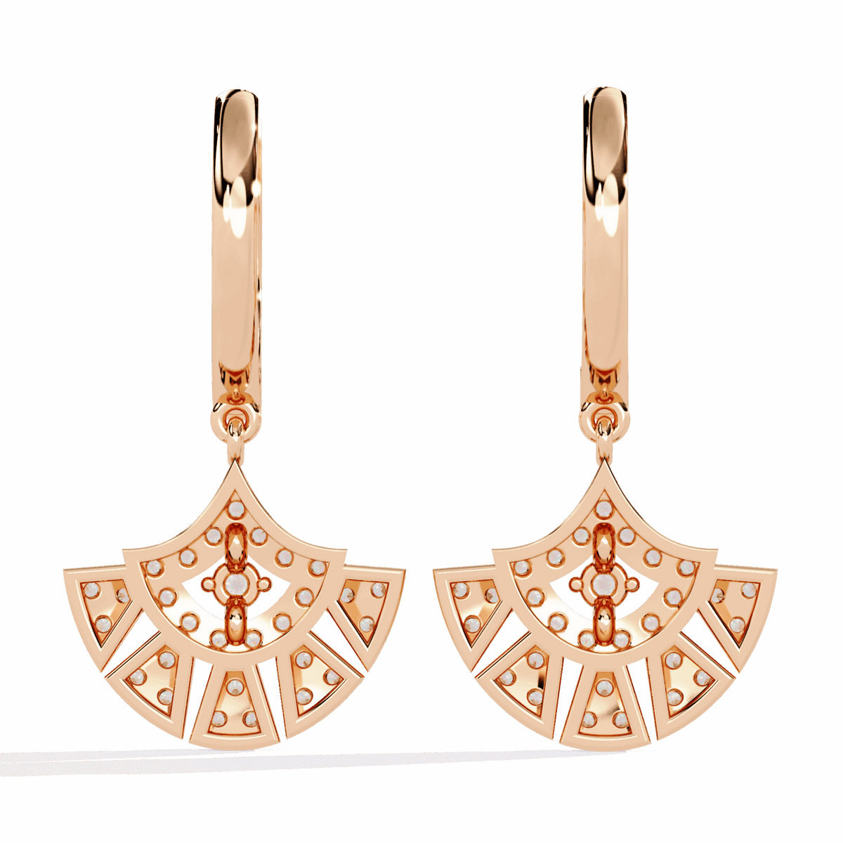 0.5 Carat Radiant Fan Dangle Earrings in Moissanite | House of Estara
