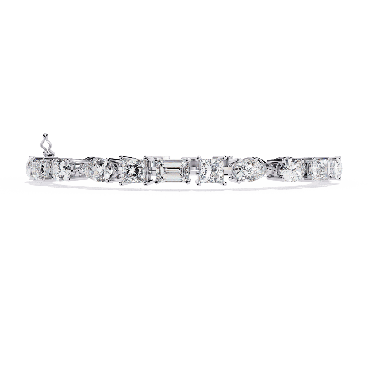 Multi-Cut Statement Lab Grown Diamond Tennis Bracelet in white gold or silver