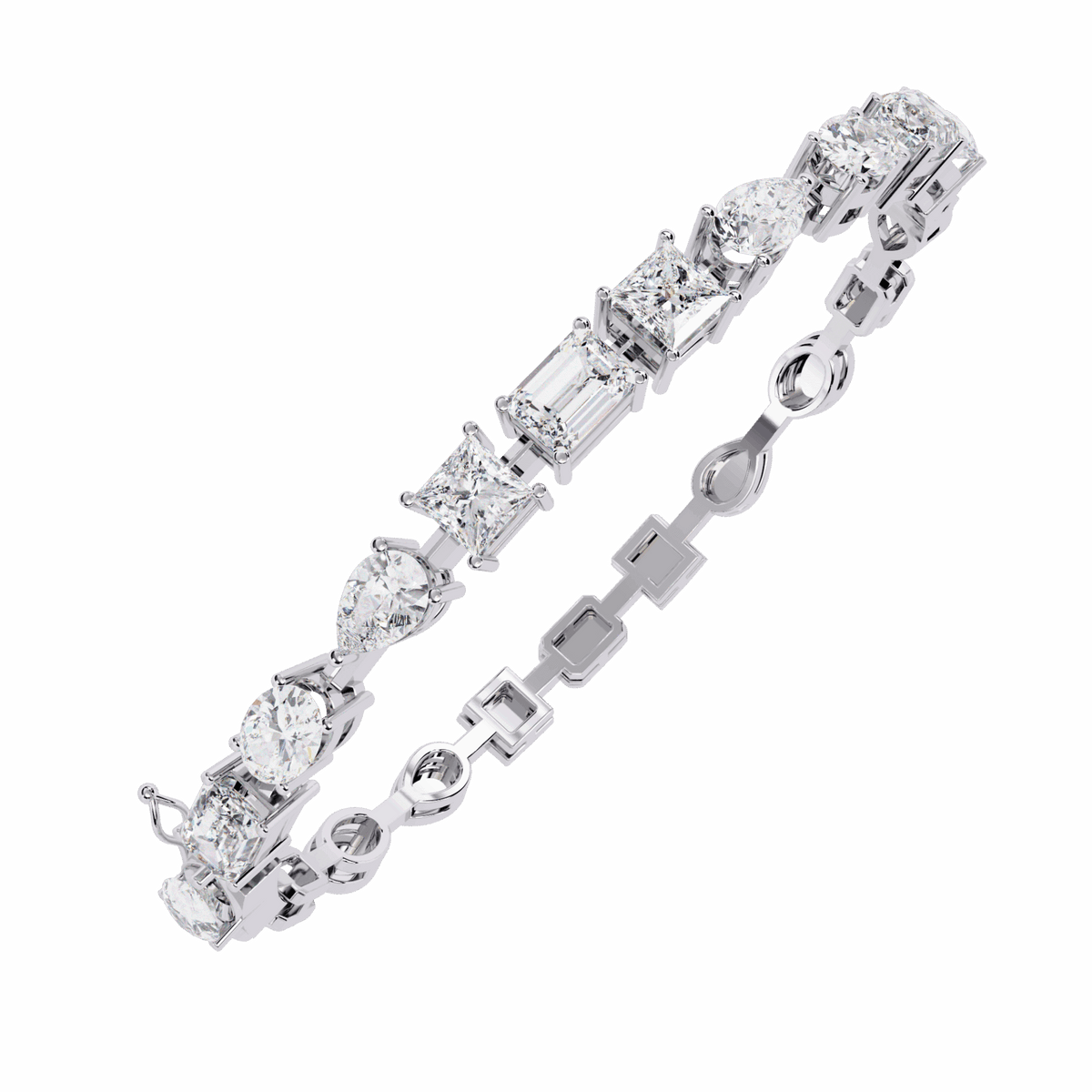 Multi-Cut Statement Lab Grown Diamond Tennis Bracelet in white gold or silver