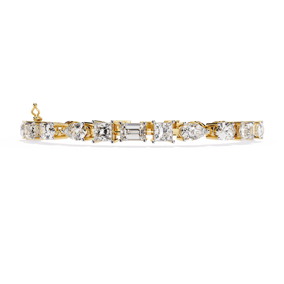Multi-Cut Statement Lab Grown Diamond Tennis Bracelet in yellow gold