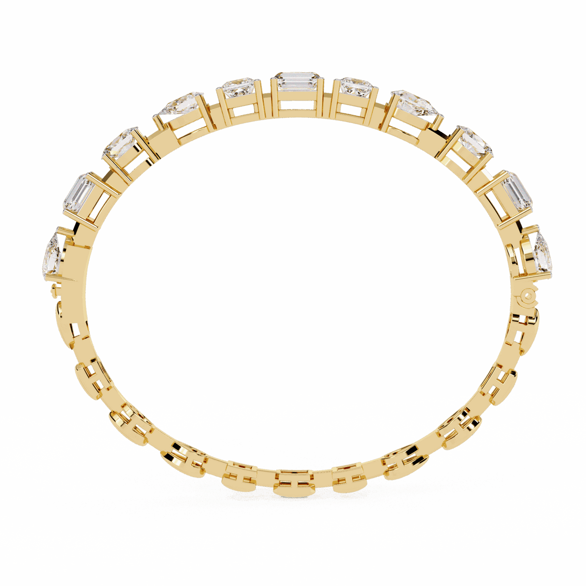 Multi-Cut Statement Lab Grown Diamond Tennis Bracelet in yellow gold