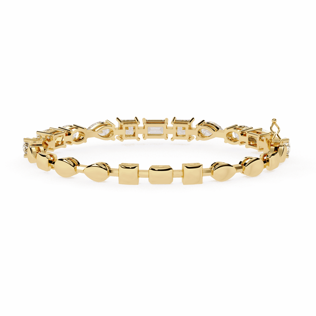 Multi-Cut Statement Lab Grown Diamond Tennis Bracelet in yellow gold
