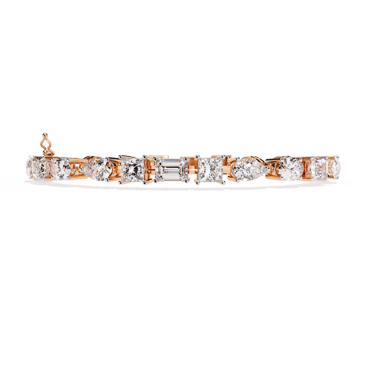 Multi-Cut Statement Lab Grown Diamond Tennis Bracelet in rose gold