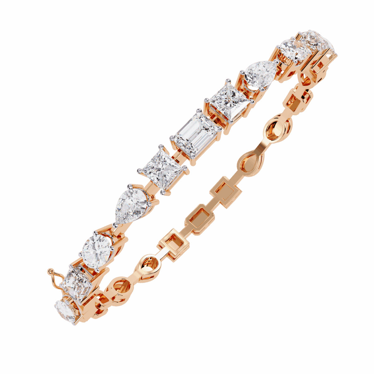 Multi-Cut Statement Lab Grown Diamond Tennis Bracelet in rose gold