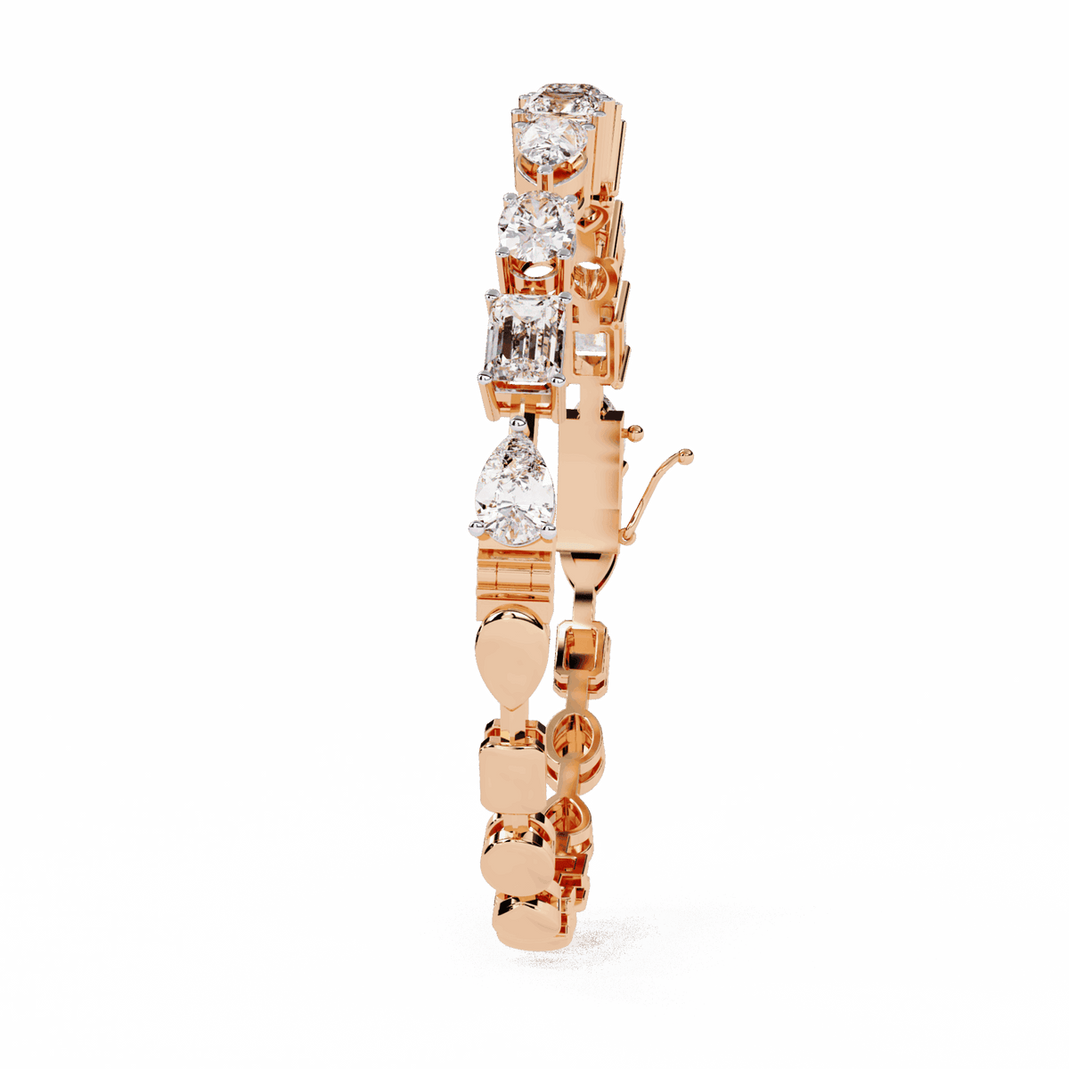 Multi-Cut Statement Lab Grown Diamond Tennis Bracelet in rose gold