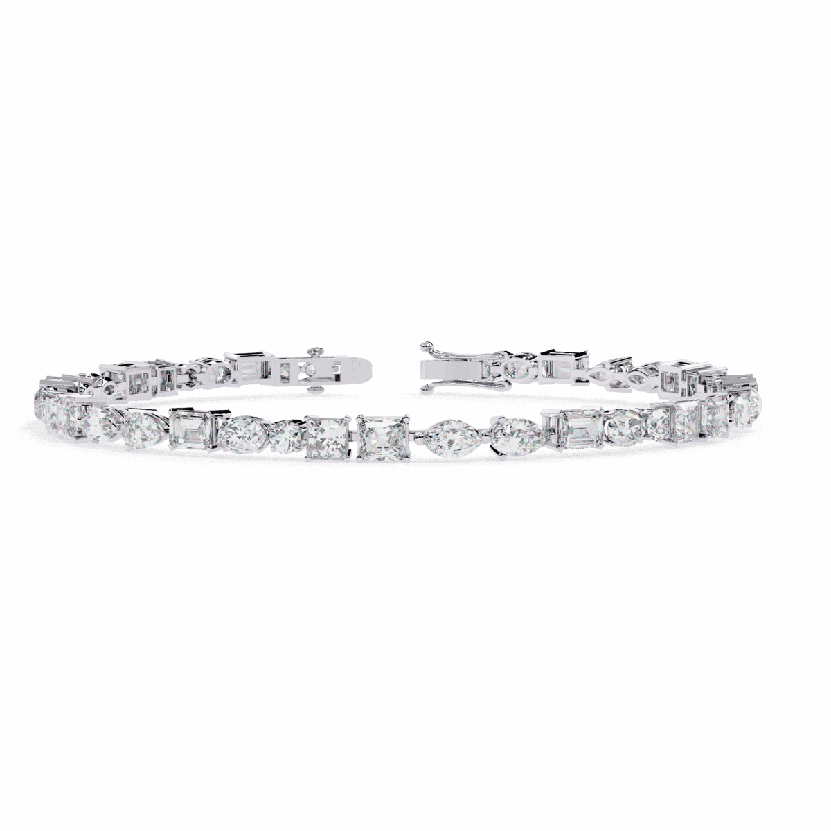 Multi-Cut Signature Lab Grown Diamond Tennis Bracelet in white gold or silver