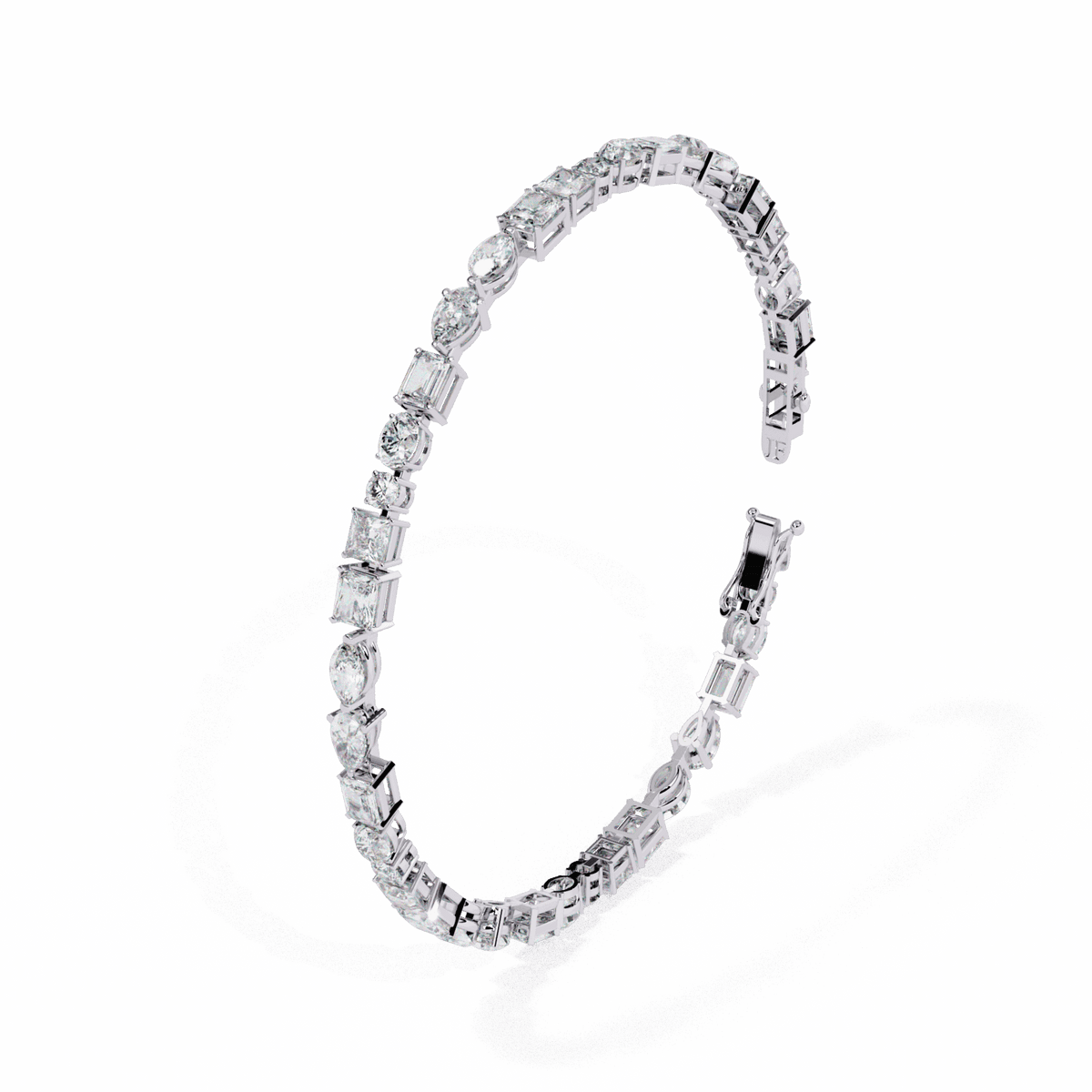 Multi-Cut Signature Lab Grown Diamond Tennis Bracelet in white gold or silver