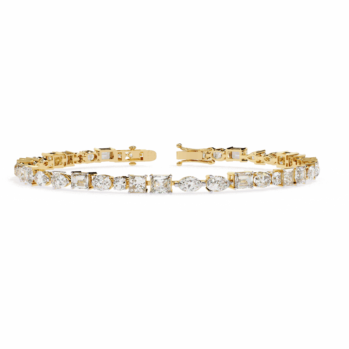 Multi-Cut Signature Lab Grown Diamond Tennis Bracelet in yellow gold