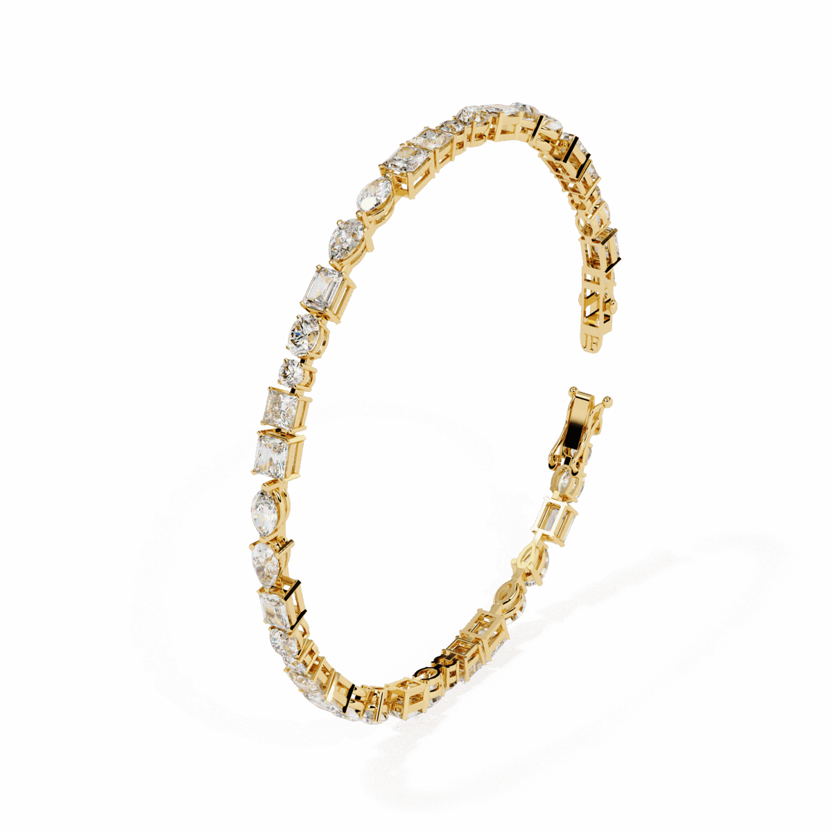 Multi-Cut Signature Lab Grown Diamond Tennis Bracelet in yellow gold