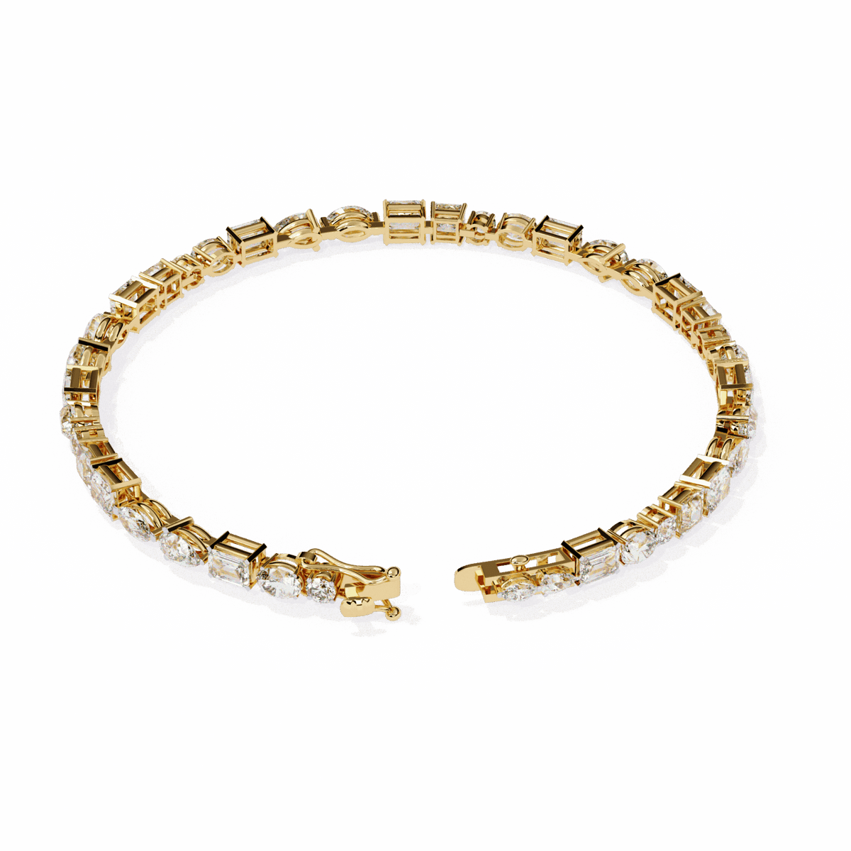 Multi-Cut Signature Lab Grown Diamond Tennis Bracelet in yellow gold