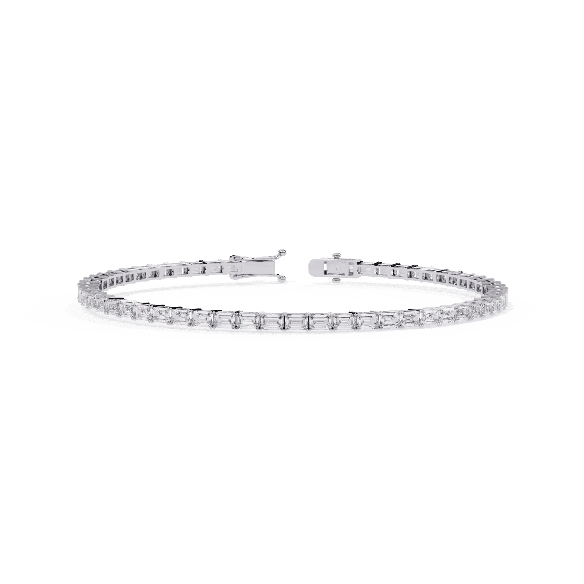 Emerald Cut Lab Grown Diamond Tennis Bracelet in white gold or silver