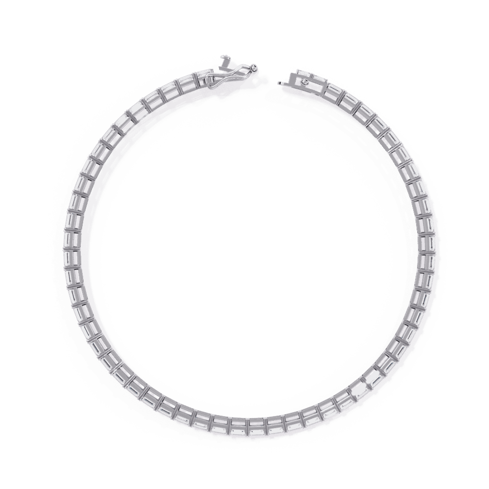 Emerald Cut Lab Grown Diamond Tennis Bracelet in white gold or silver