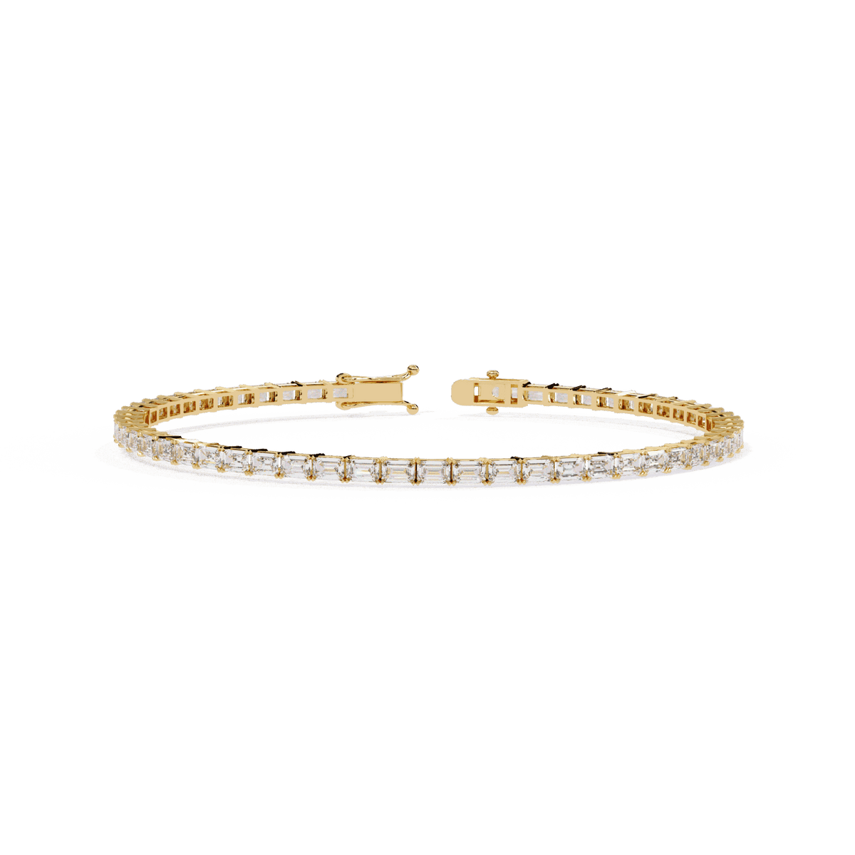 Emerald Cut Lab Grown Diamond Tennis Bracelet in yellow gold