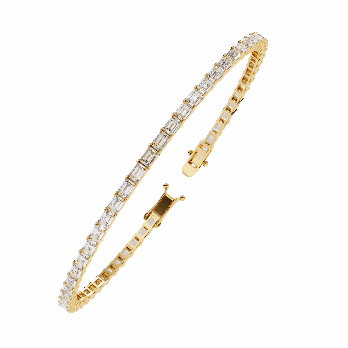 Emerald Cut Lab Grown Diamond Tennis Bracelet in yellow gold