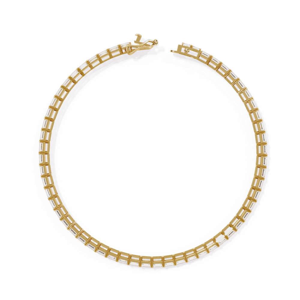 Emerald Cut Lab Grown Diamond Tennis Bracelet in yellow gold