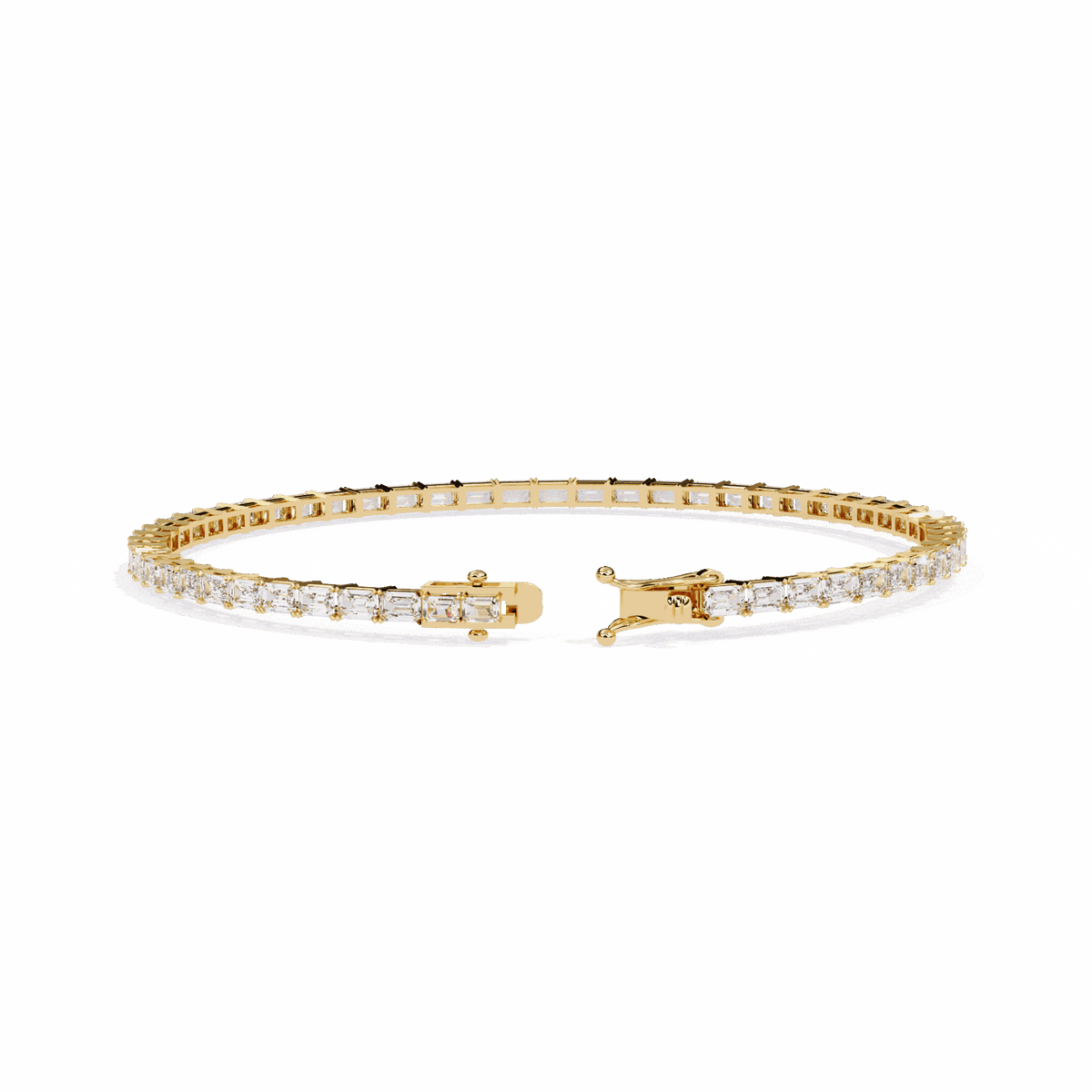 Emerald Cut Lab Grown Diamond Tennis Bracelet in yellow gold