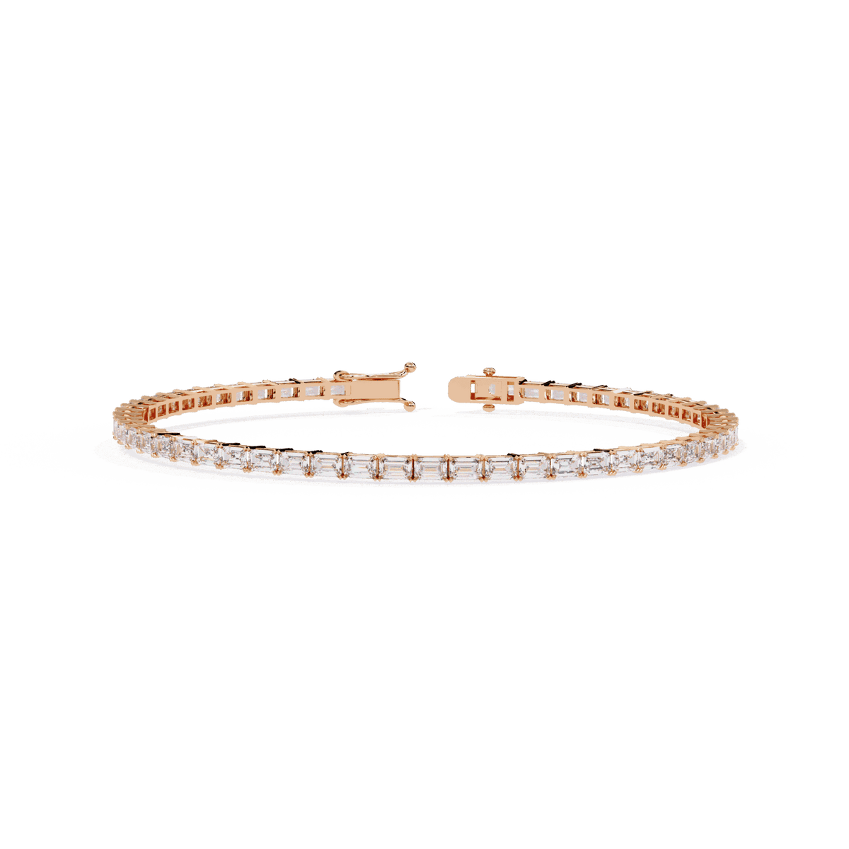 Emerald Cut Lab Grown Diamond Tennis Bracelet in rose gold