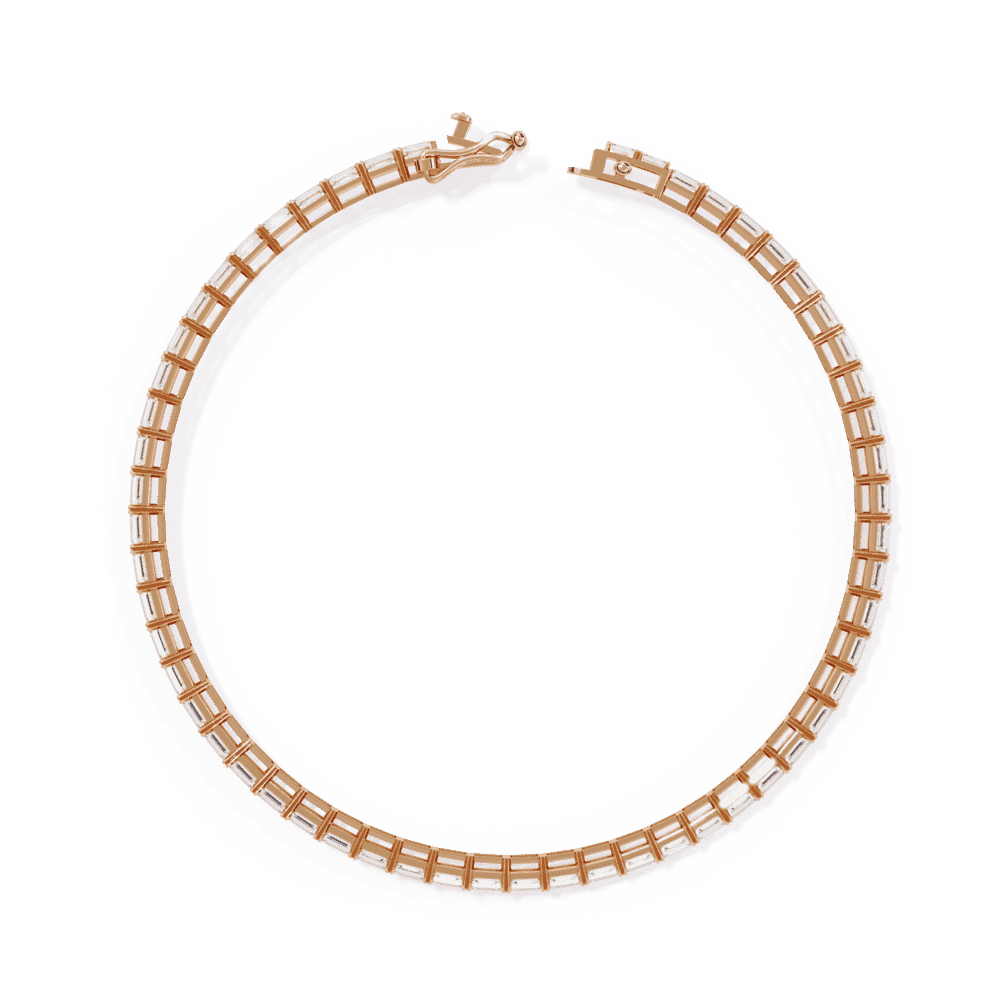 Emerald Cut Lab Grown Diamond Tennis Bracelet in rose gold