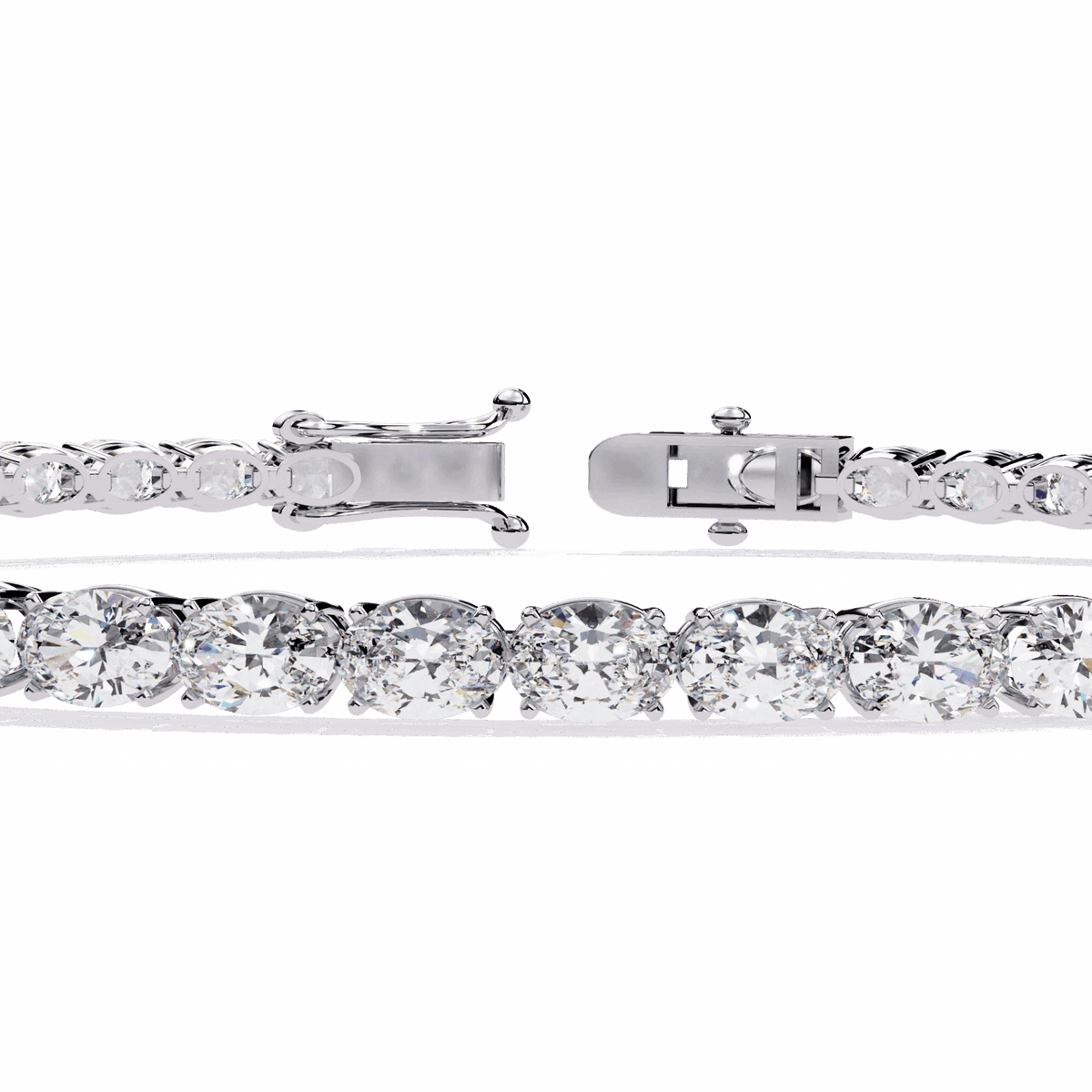 Oval Cut Lab Grown Diamond Tennis Bracelet in white gold or silver