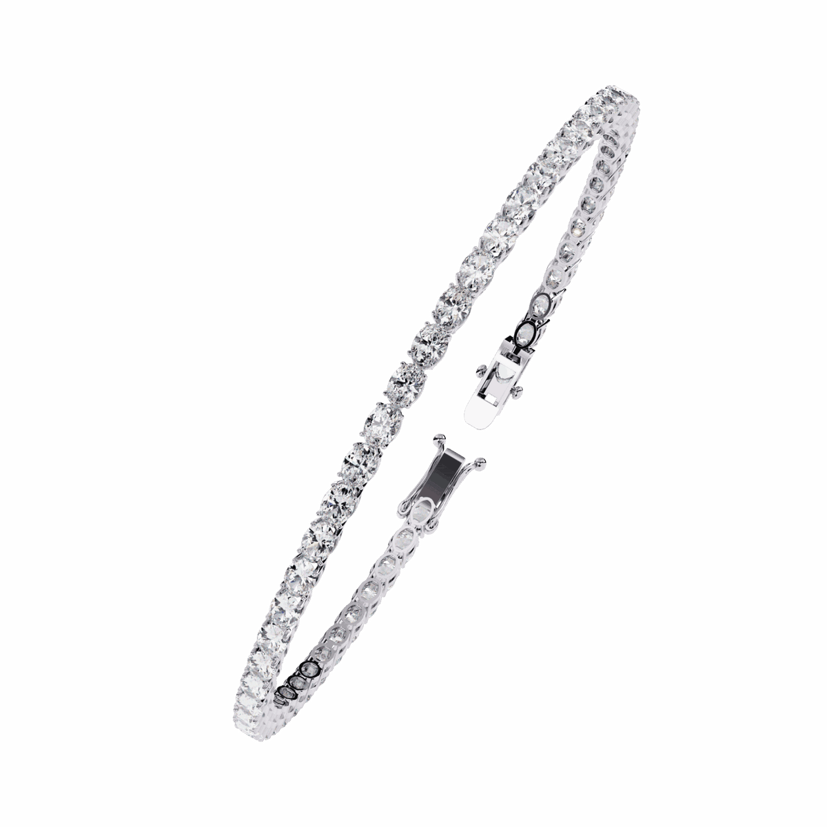 Oval Cut Lab Grown Diamond Tennis Bracelet in white gold or silver