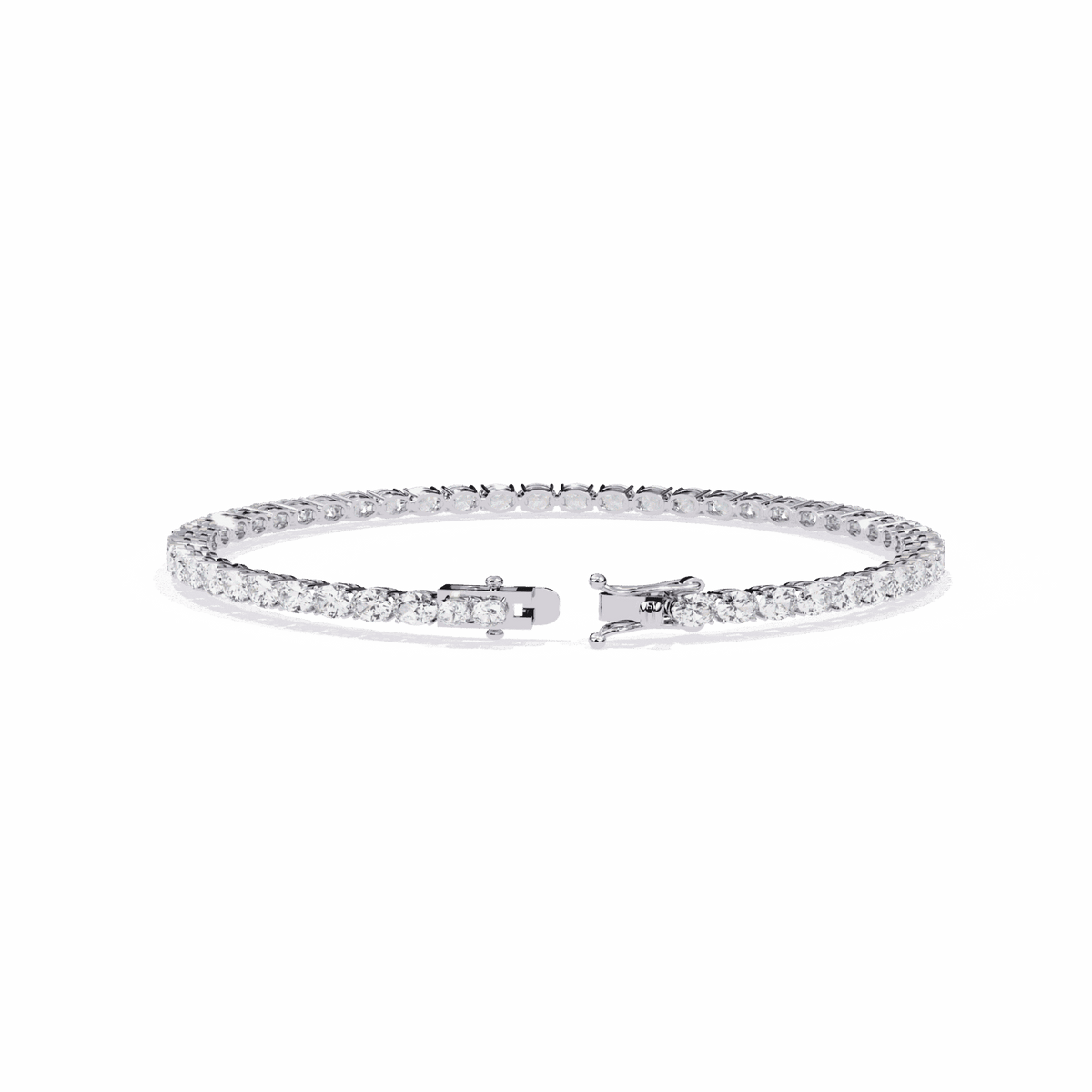 Oval Cut Lab Grown Diamond Tennis Bracelet in white gold or silver