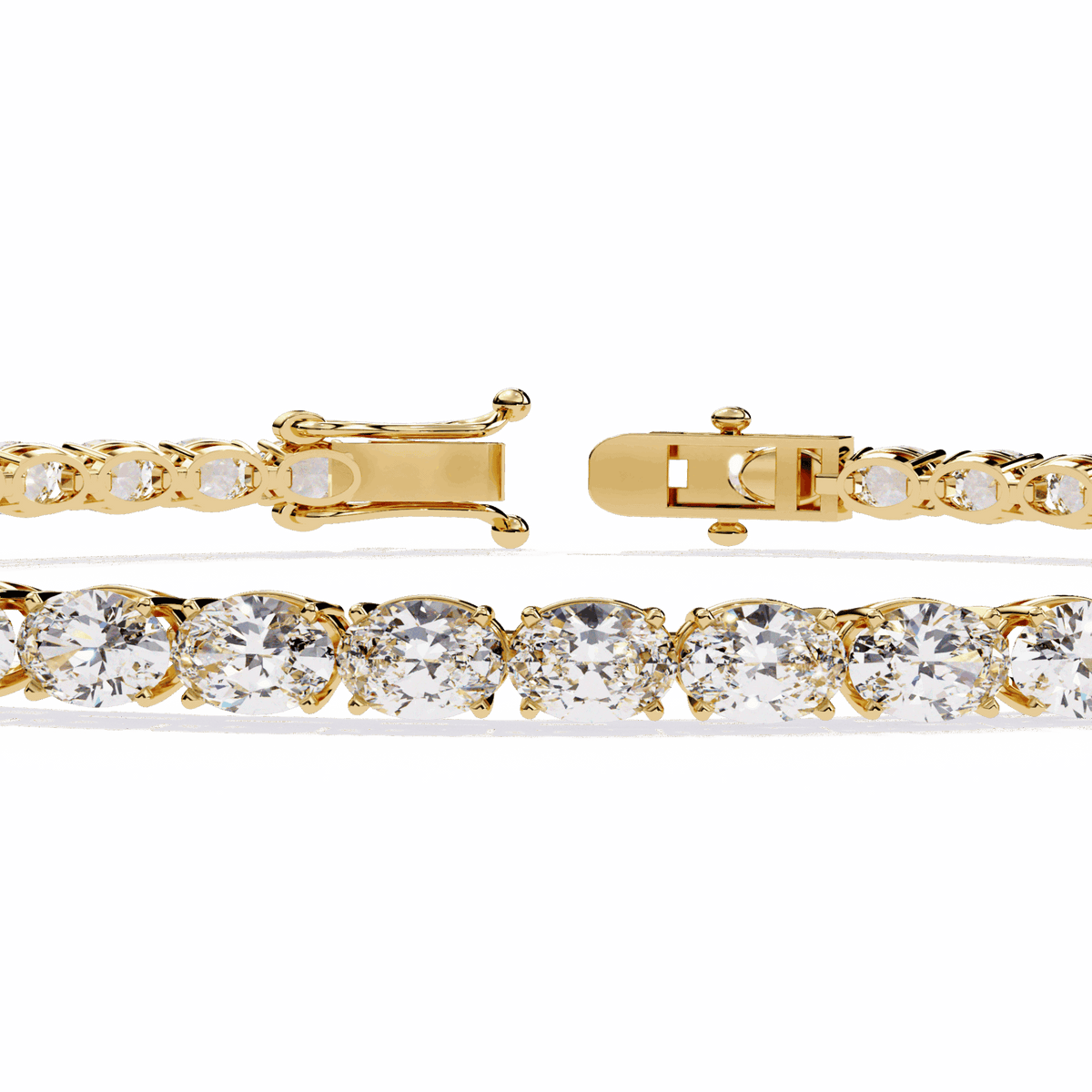 Oval Cut Lab Grown Diamond Tennis Bracelet in yellow gold