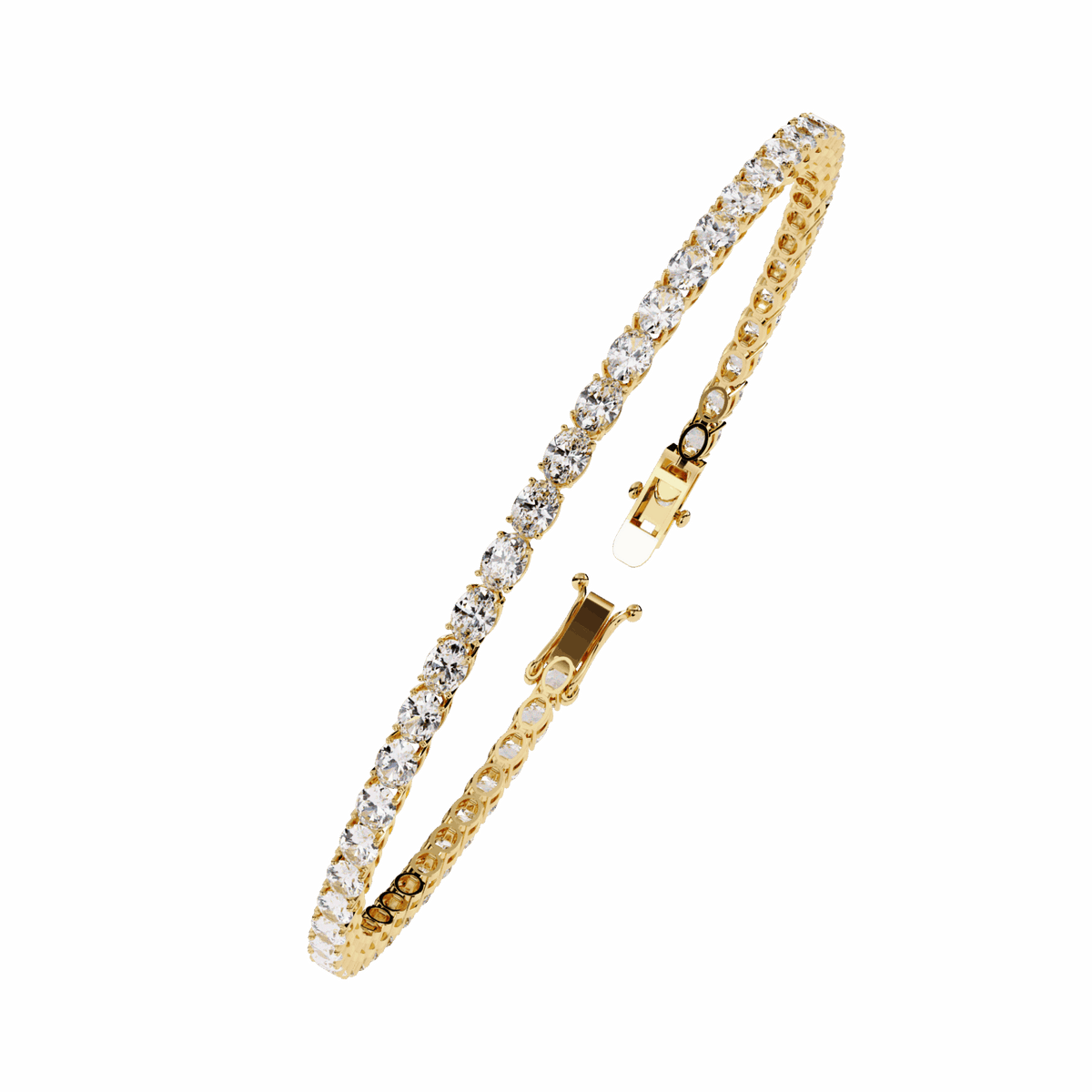 Oval Cut Lab Grown Diamond Tennis Bracelet in yellow gold