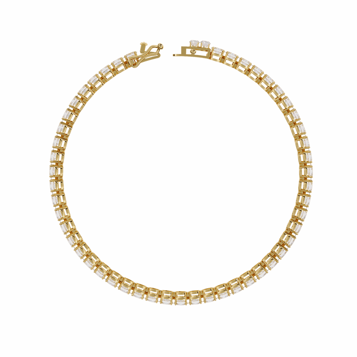 Oval Cut Lab Grown Diamond Tennis Bracelet in yellow gold