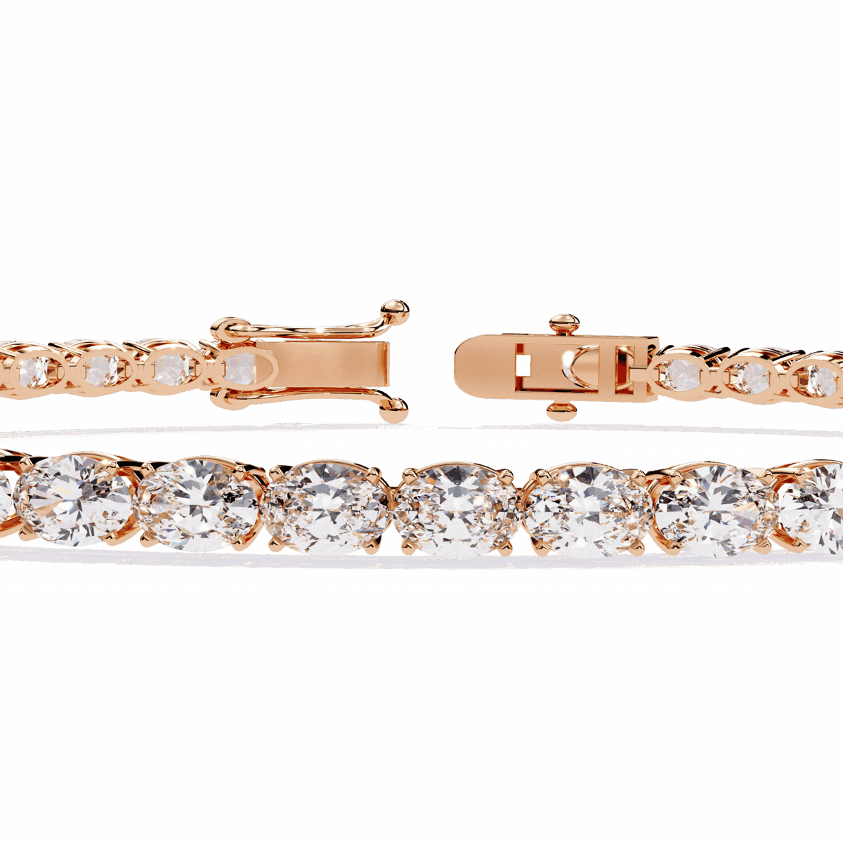 Oval Cut Lab Grown Diamond Tennis Bracelet in rose gold