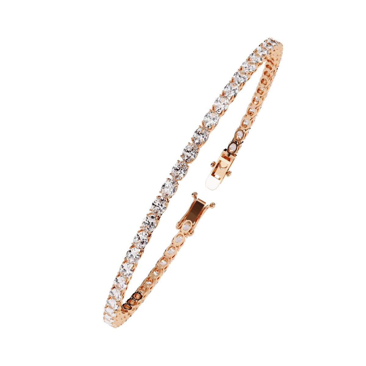 Oval Cut Lab Grown Diamond Tennis Bracelet in rose gold