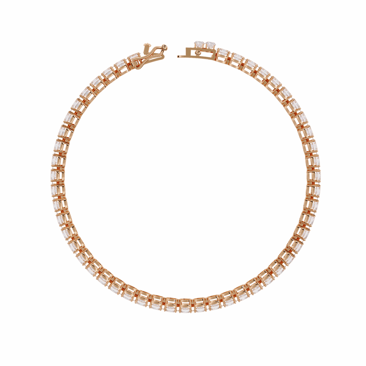 Oval Cut Lab Grown Diamond Tennis Bracelet in rose gold