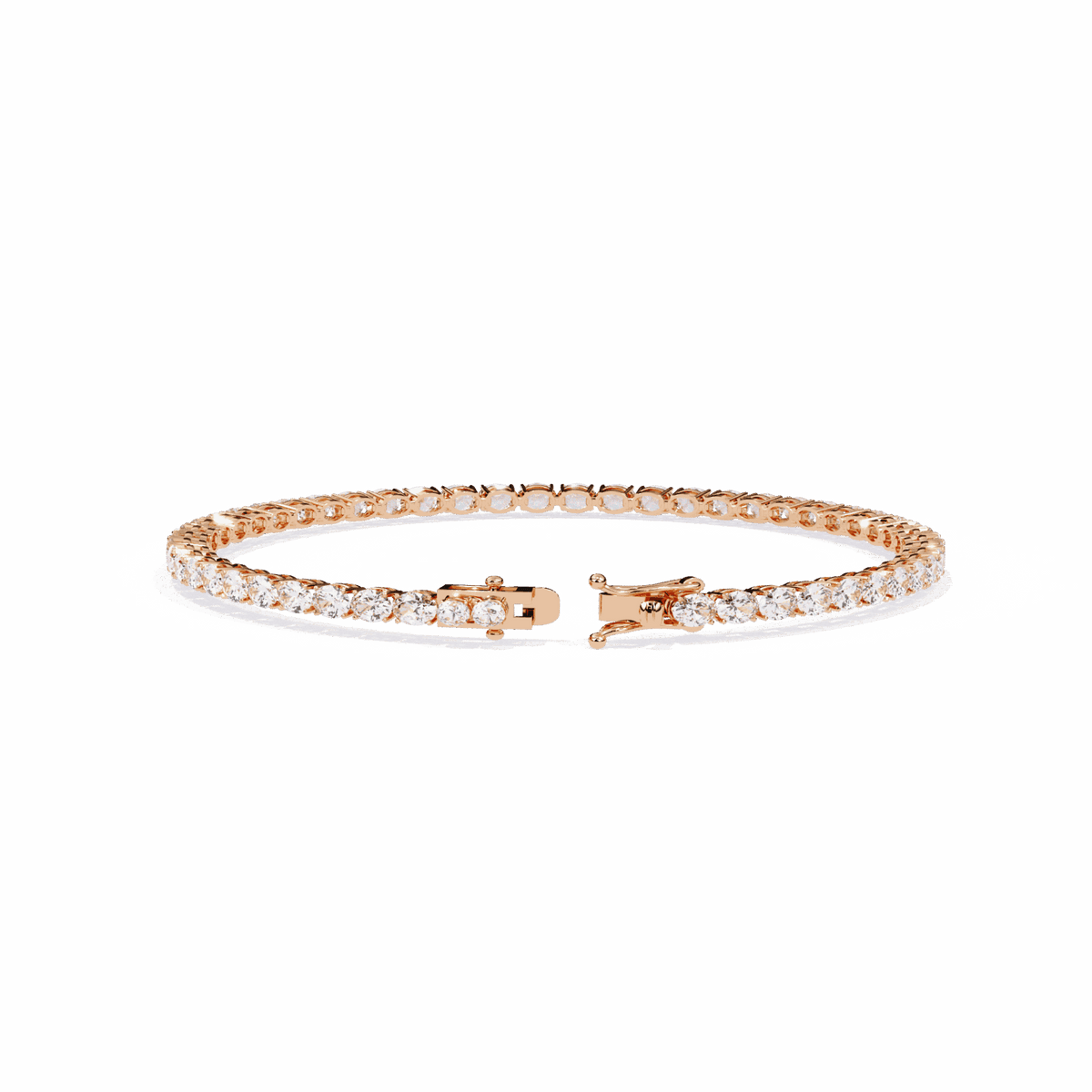 Oval Cut Lab Grown Diamond Tennis Bracelet in rose gold